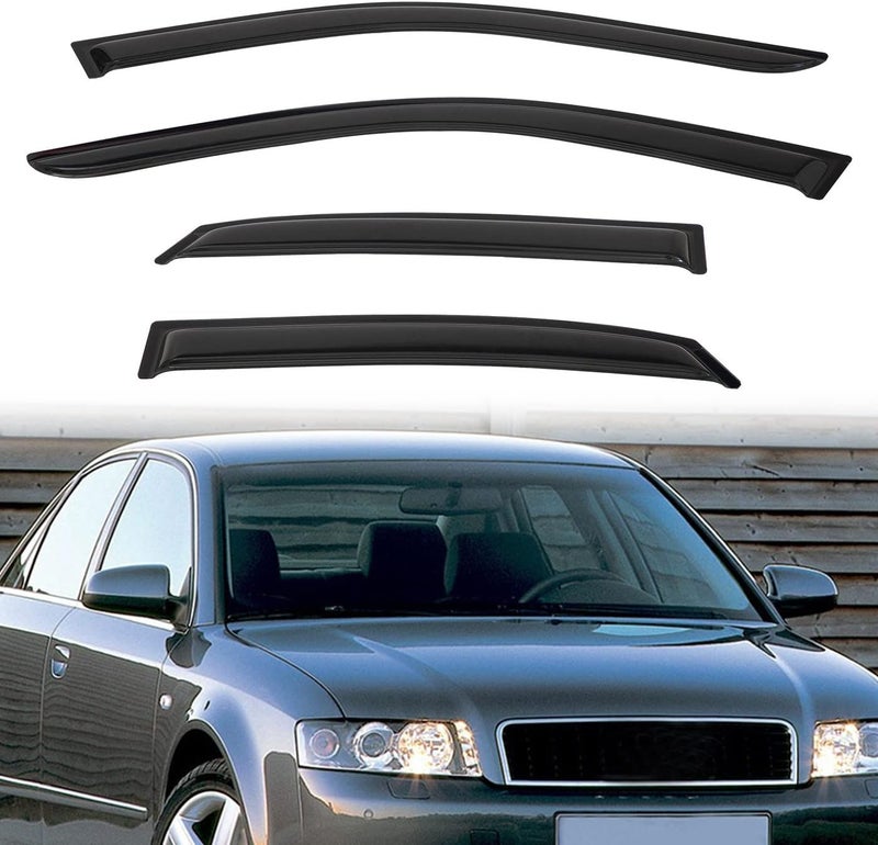PLDDE Rain Guards Compatible with 1996-2001 Audi B5 A4/A4 Quattro/S4 4-Door Sedan Tape-On Side Window Visor Wind Deflector Vent Visors Car Accessories - Image 1